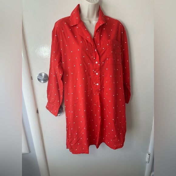 Maternity Old Navy Red Shirts dress with White Heart Design size S - Picture 3 of 5
